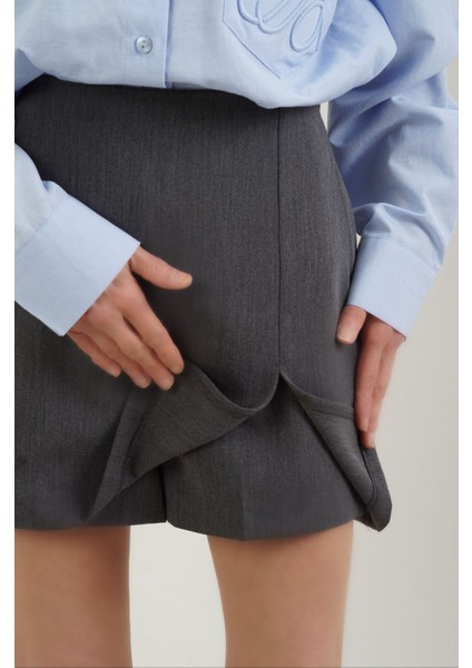 Gri Premium Şort Etek modelleri