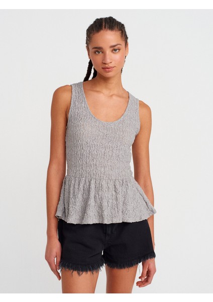 20984 Peplum Dantel Top-Ekru