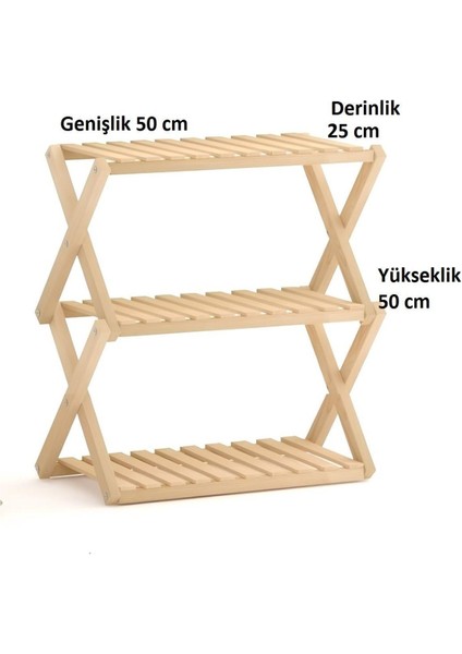 Home Life Ahşap Katlanır Raf 3 Raflı