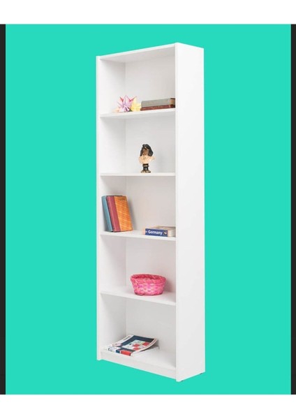 (Ms 110) Mdf Beyaz 5 Raflı Kitaplık