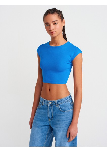 30528 Pamuk Ve Modal Karışımlı Crop Top-Siyah