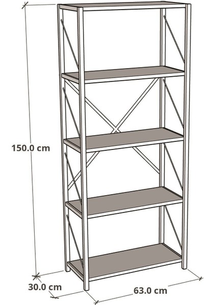 Dekoratif Metal Kitaplık 5 Raflı + 60 x 120 cm Çalışma Masası Atlantik Çam fırsatları
