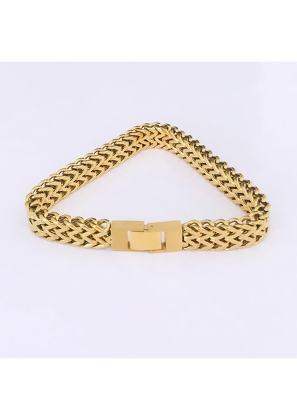Çelik Kare Örgü Zincir Bileklik Kalın 22 cm