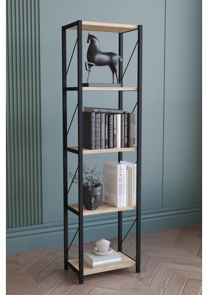5 Raflı Dekoratif Kitaplık Çok Amaçlı Raf Sistemi Ofis ve Ev Için Metal Çerçeveli Kitaplık 150 cm fiyatları