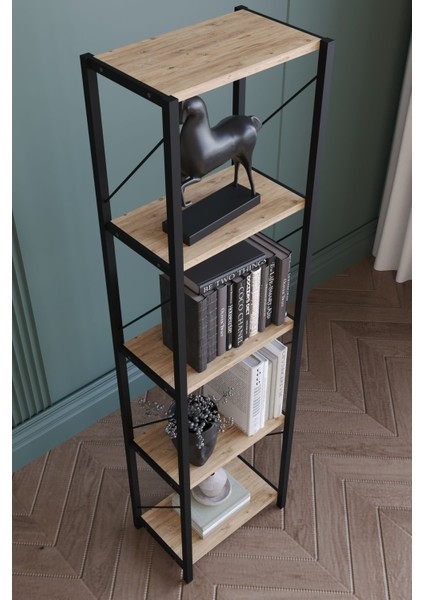 5 Raflı Dekoratif Kitaplık Çok Amaçlı Raf Sistemi Ofis ve Ev Için Metal Çerçeveli Kitaplık 150 cm modelleri