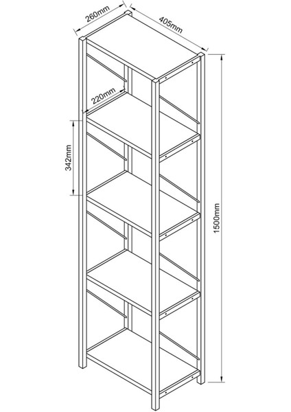 5 Raflı Dekoratif Kitaplık Çok Amaçlı Raf Sistemi Ofis ve Ev Için Metal Çerçeveli Kitaplık 150 cm fırsatları