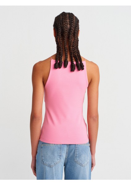 21020 Halter Yaka Top-Koyu Kahve