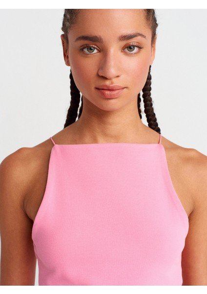 21020 Halter Yaka Top-Koyu Kahve