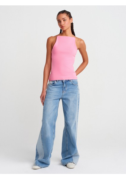 21020 Halter Yaka Top-Koyu Kahve
