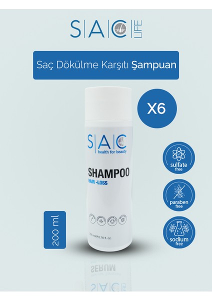 Saç Dökülmelerine Karşı ve Saç Ekim Sonrası Şampuan - 6'lı Set