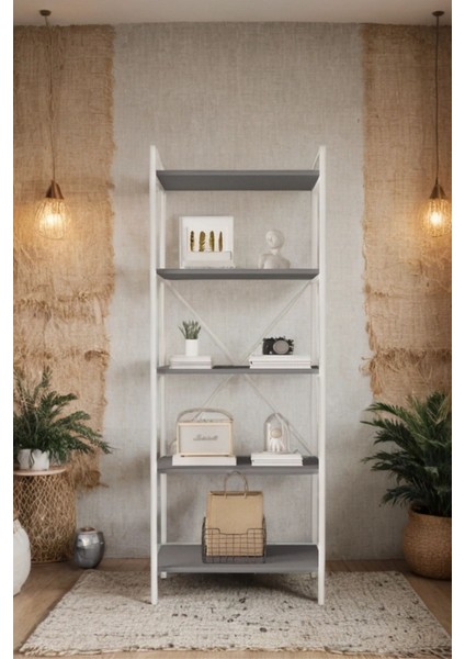 Nilamu Antrasit 65 cm Kitaplık , Metal Aksamlı, Organizer, Ofis, Ev