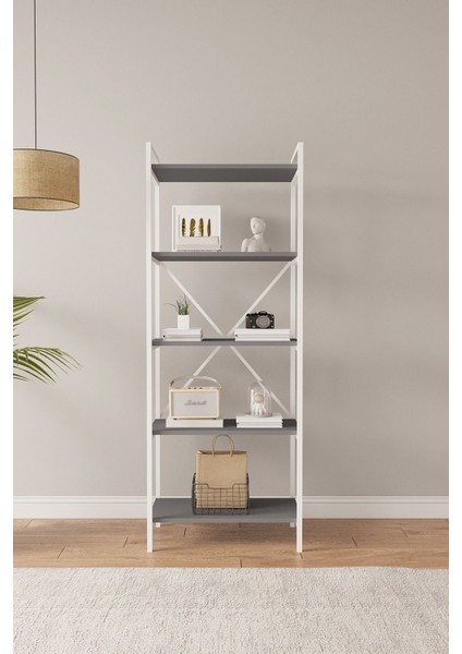 Nilamu Antrasit 65 cm Kitaplık , Metal Aksamlı, Organizer, Ofis, Ev modelleri
