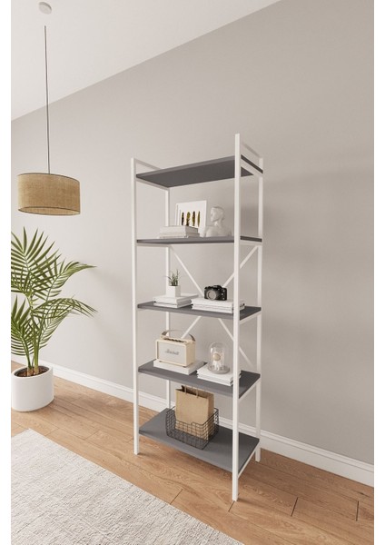 Nilamu Antrasit 65 cm Kitaplık , Metal Aksamlı, Organizer, Ofis, Ev fırsatları