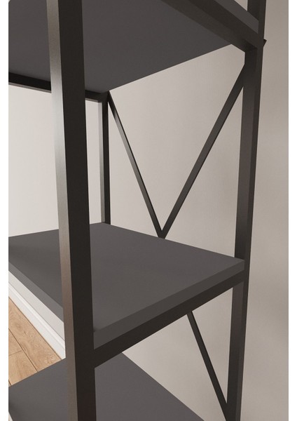 Nilamu Antrasit 65 cm Kitaplık , Metal Aksamlı, Organizer, Ofis, Ev indirimleri