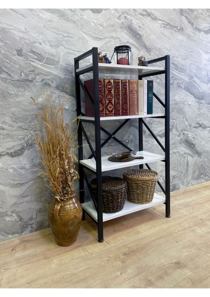 Mira Lüx White 4 Raflı Kitaplık Dekoratif Raf 120 x 60 cm . Ebat modelleri