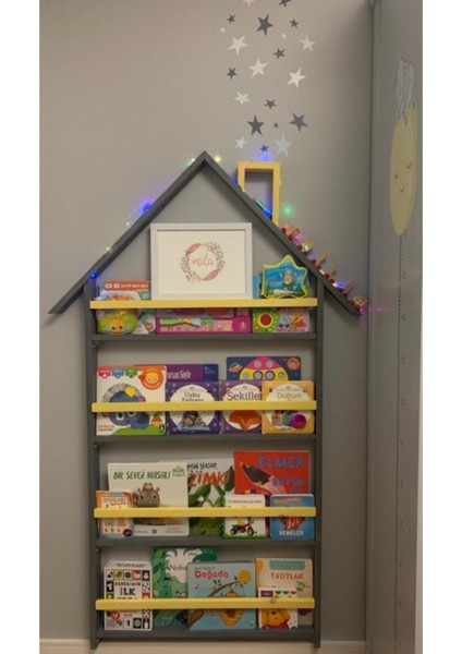Montessori Çatılı Ahşap Kitaplık