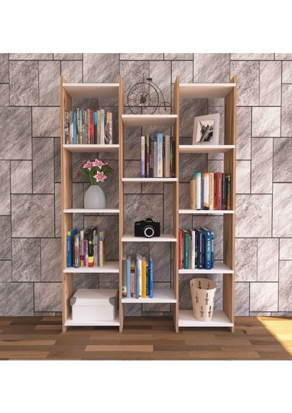 Modern Kitaplık Atlantik Çam Beyaz
