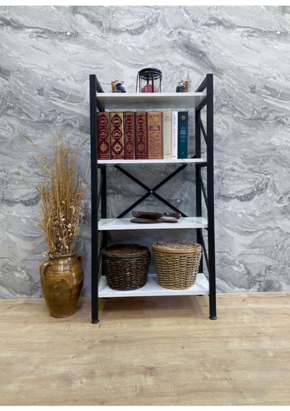 Mira Lüx White 4 Raflı Kitaplık Dekoratif Raf 120 x 60 cm . Ebat fırsatları