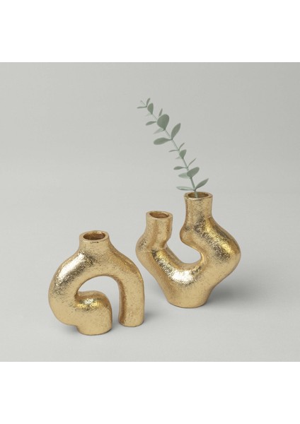 Vein 11,5x4x11,5 cm Dekor Vazo Gold