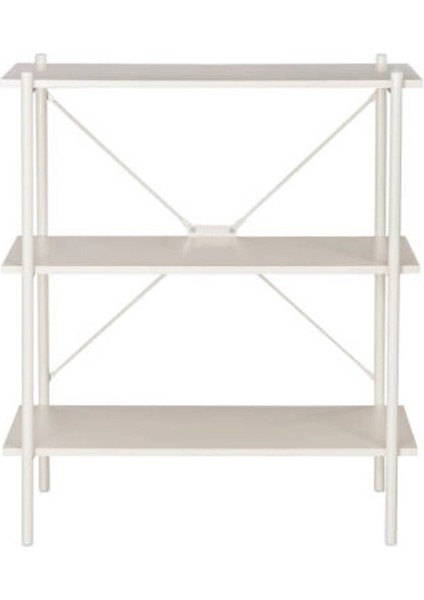 Retro 3 Raflı Metal Kitaplık-Vizon 80 x 92 x 40 cm