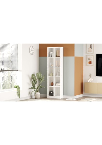 Liora Geniş Kitaplık 10 Raflı 180CM Beyaz Lı1-W modelleri