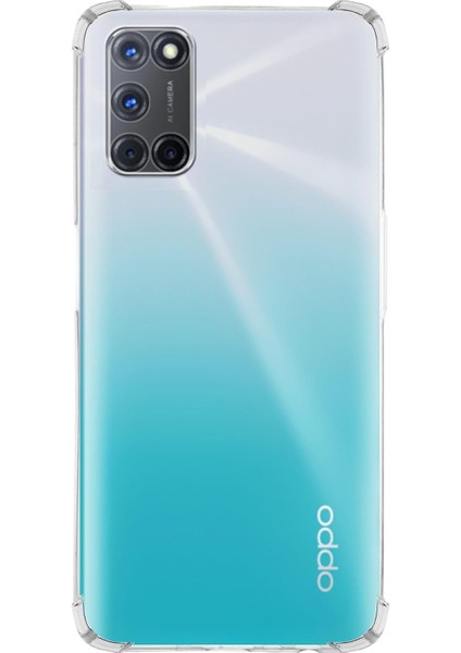 Oppo A92 Kılıf Köşe Korumalı Kılıf Şeffaf Köşeli Kılıf Slikon - Şeffaf