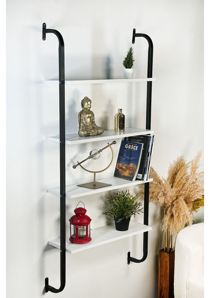 4 Beyaz Kitaplık 4 Katlı Raf Duvara Monte Kitaplık 5525 64 cm Suntalam Modern Beyaz Modern Duvara M fiyatları