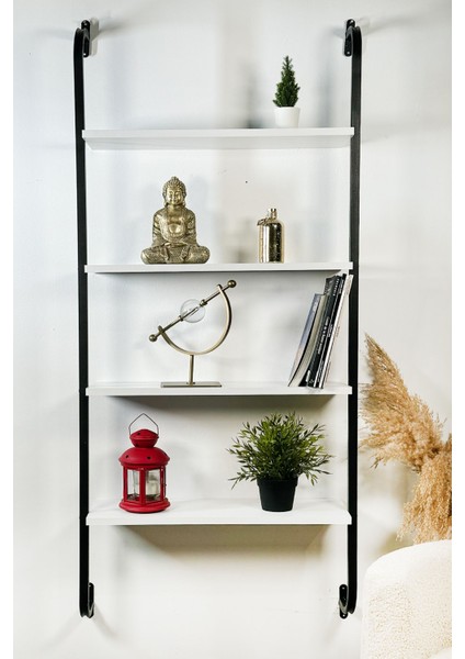4 Beyaz Kitaplık 4 Katlı Raf Duvara Monte Kitaplık 5525 64 cm Suntalam Modern Beyaz Modern Duvara M fırsatları