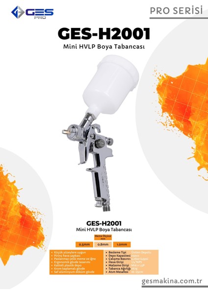Pro H2001 (0.8mm) Mini Hvlp Boya Tabancası