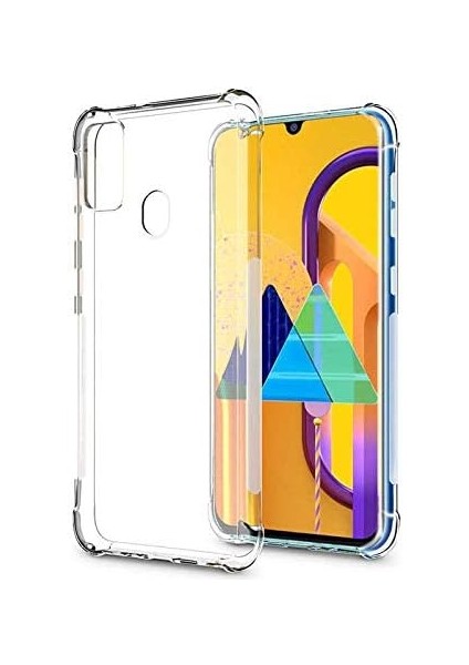 Samsung Galaxy M30S Kılıf Köşe Korumalı Kılıf Şeffaf Köşeli Kılıf Slikon - Şeffaf
