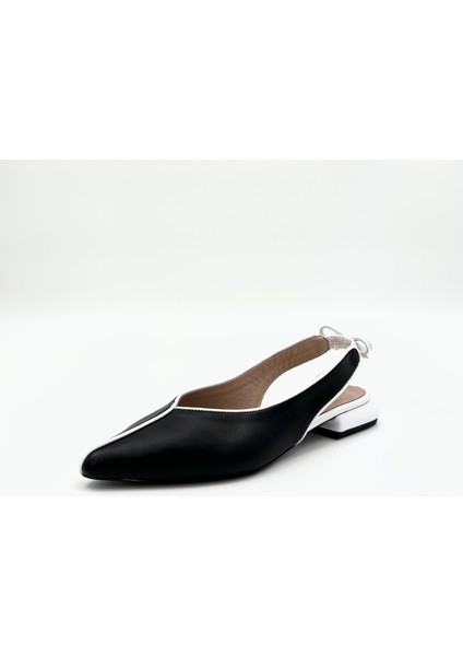 Siyah-Beyaz Deri Slingback Babet – Şık Ve Rahat Tasarım modelleri
