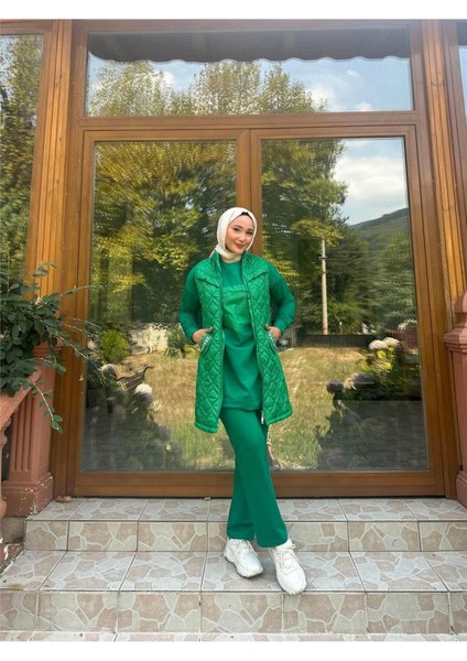 Cepli Eşofman Kolsuz Yelek Beli Lastikli Pantolon Üçlü Takım