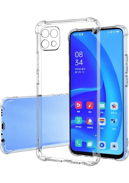Oppo A15 Kılıf Köşe Korumalı Kılıf Şeffaf Köşeli Kılıf Slikon - Şeffaf