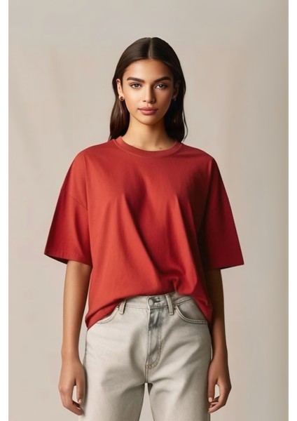 Kadın Pamuklu Basic Oversize T-Shirt