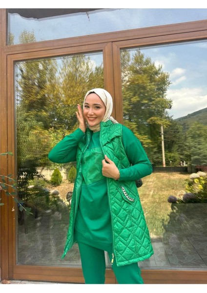 Cepli Eşofman Kolsuz Yelek Beli Lastikli Pantolon Üçlü Takım