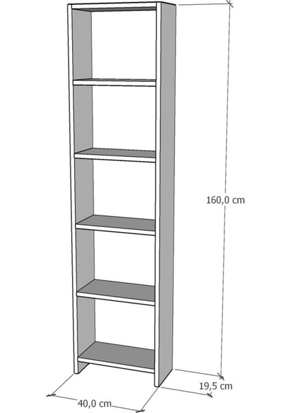 Dekoratif Kitaplık 6 Raflı 40 cm (Safir Meşe)