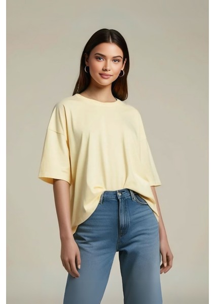 Kadın Pamuklu Basic Oversize T-Shirt