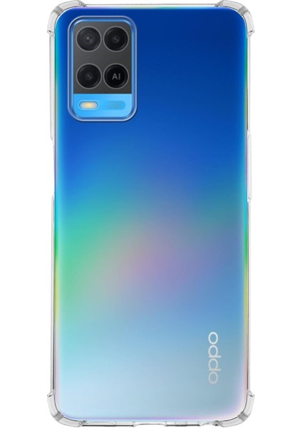Oppo A54 4g Kılıf Köşe Korumalı Kılıf Şeffaf Köşeli Kılıf Slikon - Şeffaf