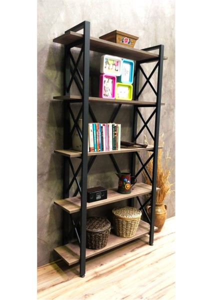 Star Lüx 5 Raflı Kitaplık Dekoratif Raf 180 x 100 cm . Ebat