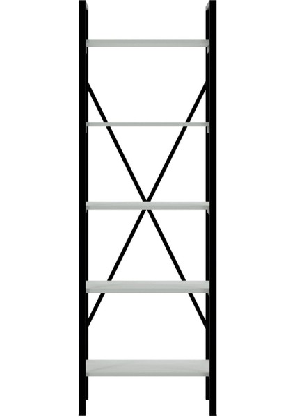 Metal Ayaklı 5 Raflı Kitaplık - 60 x 180 cm - Beyaz modelleri