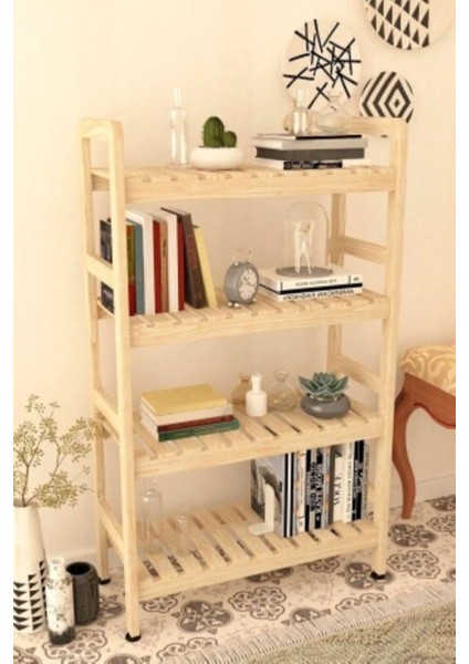 Modern 4 Raflı Ahşap Kitaplık