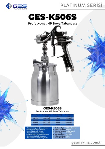 Platınum K506S (1.4mm) Alttan Depolu Boya Tab.