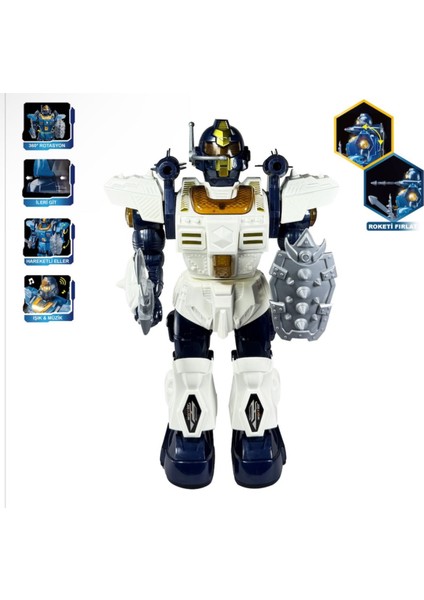 DF-6051 Vardem Işıklı ve Müzikli Roket Atan Pilli Savaşçı Robot