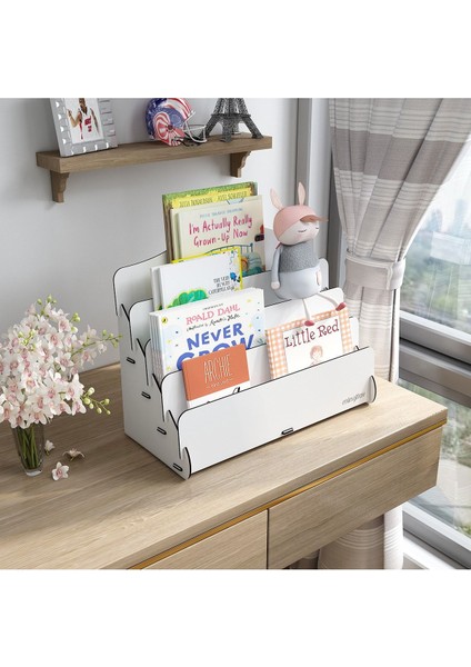 Mini Lucky 4 Raflı Ahşap Masaüstü Mini Kitaplık Montessori Çocuk Kitaplığı Çocuk Odası Kitaplık fırsatları