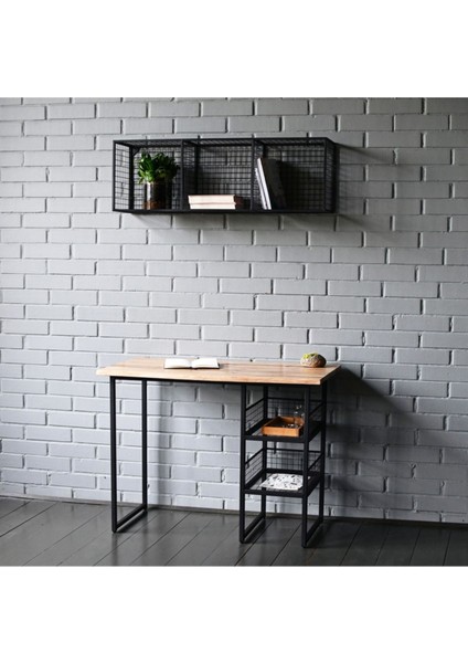 Metal 3'küp Gözlü Kafes Yatay Duvar Rafı/kitaplık 100 x 33 x 23