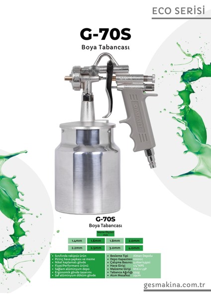G70S (4.0mm) Alttan Depolu Boya Tabancası