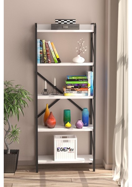 Kitaplık 5 Raflı Concept Raf Ofis Ev Dosya Kitap Rafı Atlantik Beyaz 150 Metal Kitaplik modelleri