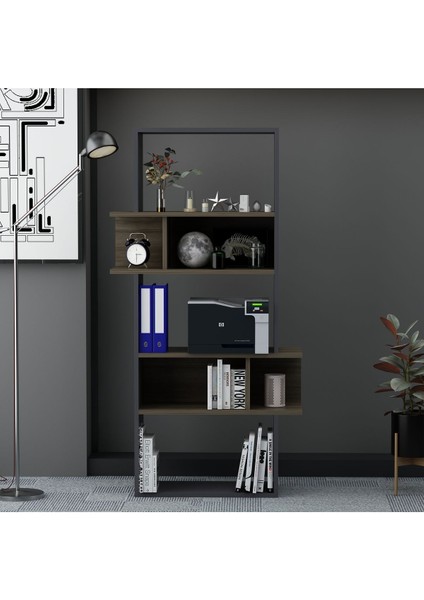 Infy Kitaplık Antrasit Ceviz