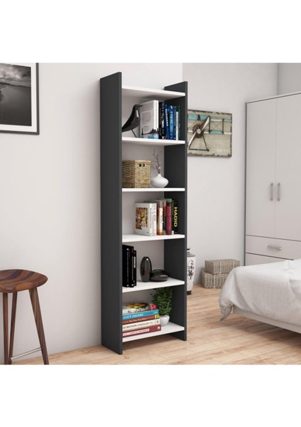 W6030 Gülçiçek Kitaplık Antrasit/beyaz