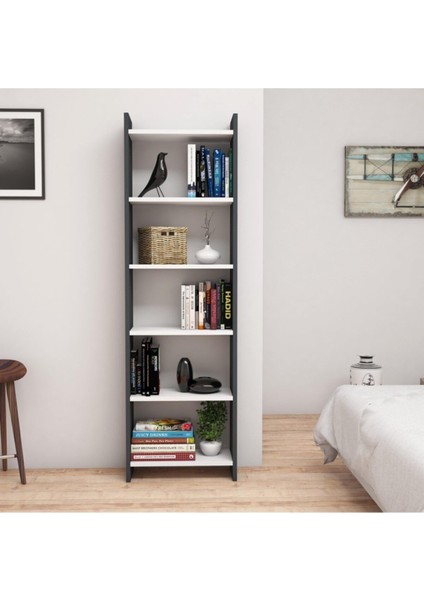 W6030 Gülçiçek Kitaplık Antrasit/beyaz
